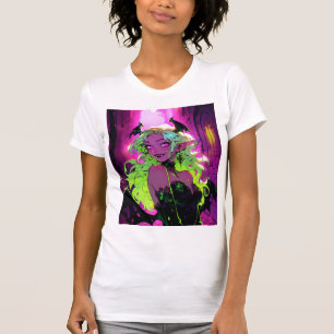 ネオンSUCCUBUSデーモンアニメガール Tシャツ