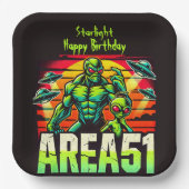 ネオンUFOがエリア51にホバー ペーパープレート (正面)