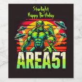 ネオンUFOがエリア51にホバー ワインラベル (シングルラベル)