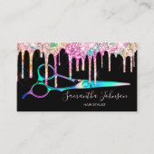 ネオンUnicornホログラフィックヘアスタイリスト美容師B 名刺 (正面)