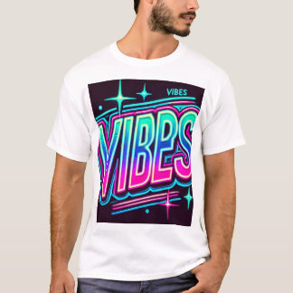 ネオンVIBESグラフィックはっきりしたティー Tシャツ