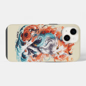 ネオ伝統スタイルのかわいい猫デザイン iPhoneケース (裏面横)