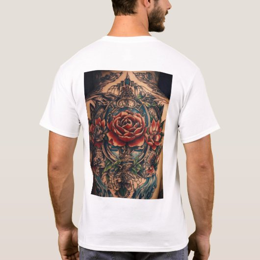 ネオ伝統的タトゥー伝統的デザイン Tシャツ (裏面)