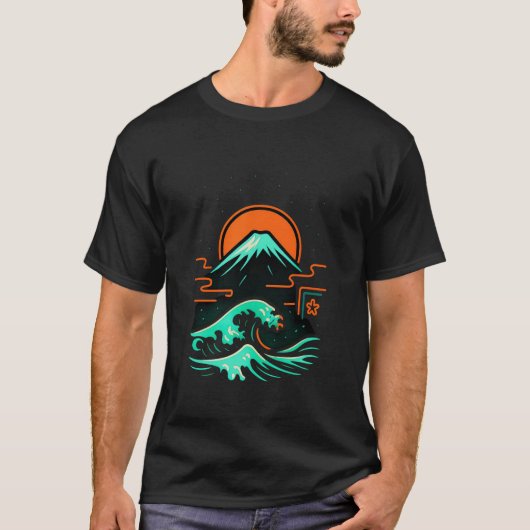 ネオ富士サージ：波と太陽の融合 Tシャツ (正面)