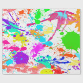 ネオ絵を描（ばちゃばちゃ）跳ねるモダンカラフル ラッピングペーパー (フラット)