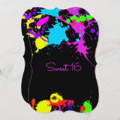 ネオ絵を描Sweet sixteenバルミツワー招待状 招待状 (正面/裏面)