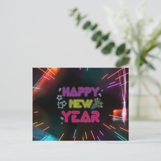 ネオ芸術的ン線ハッピーニューイヤー葉書 ポストカード (スタンド正面)