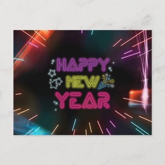 ネオ芸術的ン線ハッピーニューイヤー葉書 ポストカード (正面)