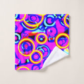 ネオ鮮やかカラフルン模様 バスタオルセット (ウォッシュタオル)