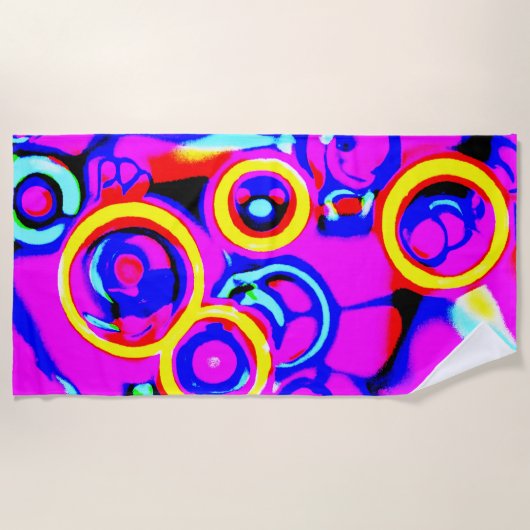 ネオ鮮やかカラフルン模様 ビーチタオル (正面)