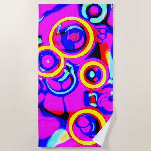 ネオ鮮やかカラフルン模様 ビーチタオル (正面)