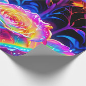 ネオ鮮やかサイケデリック花 ラッピングペーパー (角)