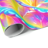 ネオ鮮やかサイケデリック花 ラッピングペーパー (ロールコーナー)