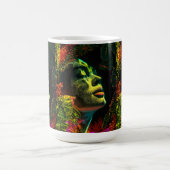 ネオ鮮やかンの女性の頭、リアリスティックな芸術 モーフィングマグカップ (中央)