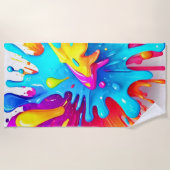 ネオ鮮やかン絵を描プスプラッシュアート ビーチタオル (正面)