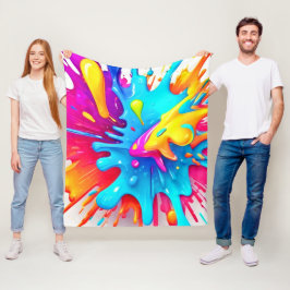 ネオ鮮やかン絵を描プスプラッシュアート フリースブランケット