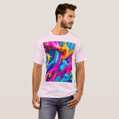 ネオ鮮やか絵を描（ばちゃばちゃ）跳ねる抽象芸術 Tシャツ (正面フル)