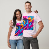 ネオ鮮やか絵を描（ばちゃばちゃ）跳ねる抽象芸術 Tシャツ (ユニセックス)