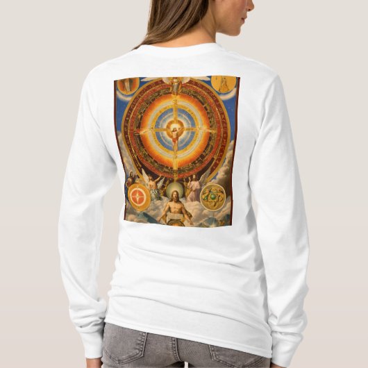 ネオ・グノーシス主義の聖なる三位一体:人間の心、科学、 Tシャツ (裏面)