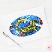 ネオ・ジャップ・ドラゴン・タトゥー 楕円形シール (封筒)