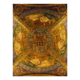 ネオ・ビザンチンモザイク大聖堂天井の神の街 ポスター