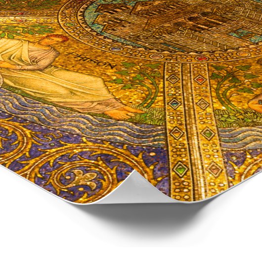 ネオ・ビザンチンモザイク大聖堂天井の神の街 ポスター (角)