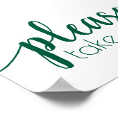 ネオ・ミント・スクリプト |緑テーブルの看板を1つ取ってください ポスター (角)