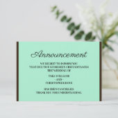 ネオ ミント 結婚発表 取り消しカード 案内状 (スタンド正面)