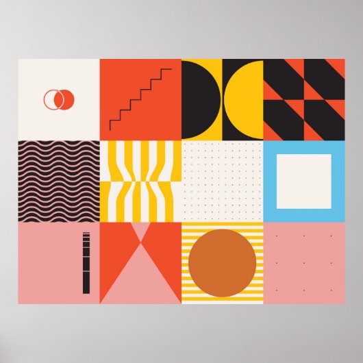 ネオ・モダニズムのアートワークの抽象芸術vで作られたパターン ポスター (正面)