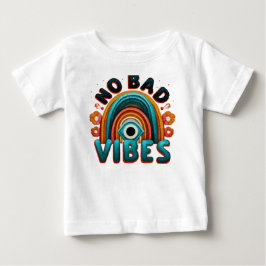 ネガティブなビブラート無し。レトロ・レインボー＆アイ デザインTシャツ ベビーTシャツ