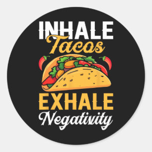 ネガティブタコスを駆除するおもしろいInhale Tacos ラウンドシール