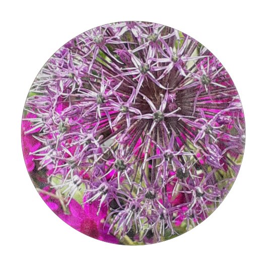 ネギと夏の花 カッティングボード (正面)