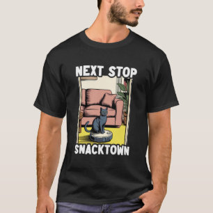 ネクストストップスナックタウン猫ロボット掃除機 猫 Tシャツ