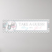 ネクタイまたはツツ&シェブロン性別パーティーバナー2 ポスター (正面)