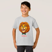 ネクタイをした愛らしいライオンのキャラクター キッズ Tシャツ (正面フル)