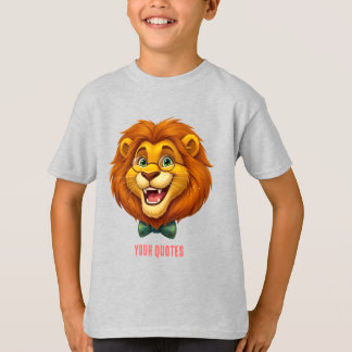 ネクタイをした愛らしいライオンのキャラクター キッズ Tシャツ