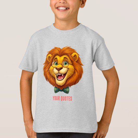 ネクタイをした愛らしいライオンのキャラクター キッズ Tシャツ (正面)