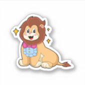 ネクタイをつけたおしゃれなライオン シール (正面)