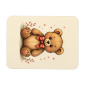 ネクタイを付けたかわいい小さな茶色のクマ マグネット (横)