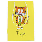 ネクタイを着たタイガー·タイガーおもしろい抱き枕 ミディアムペーパーバッグ (正面)