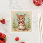 ネクタイを締めたかわいいネズミ スタンダードカクテルナプキン (インサイチュ)