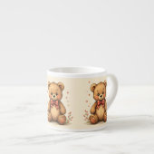 ネクタイを締めたかわいい可愛い小さな茶色の熊 エスプレッソカップ (正面右)