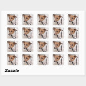 ネクタイを締める犬のクローズアップ スクエアシール (シート)