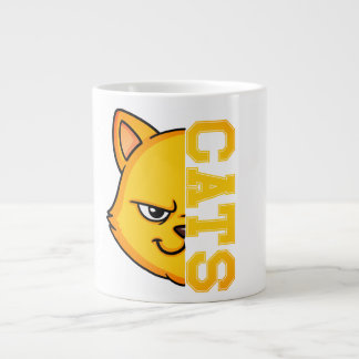 ネクタイスタイルの不機嫌な猫 - 太字のストリートウェア専門マグカップ ジャンボコーヒーマグカップ