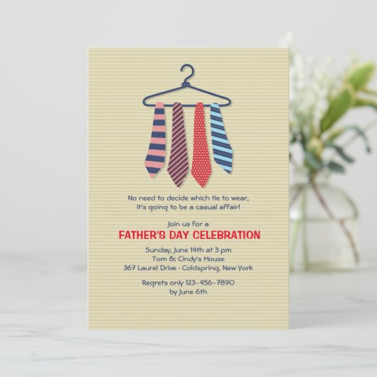 ネクタイズファーザーズデイ招待状 招待状 (スタンド正面)