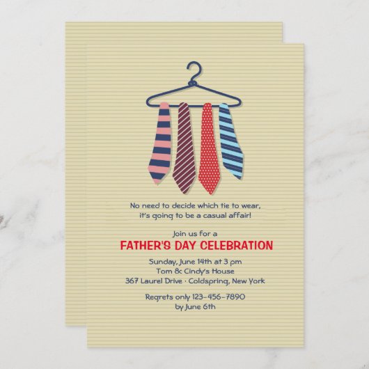 ネクタイズファーザーズデイ招待状 招待状 (正面/裏面)