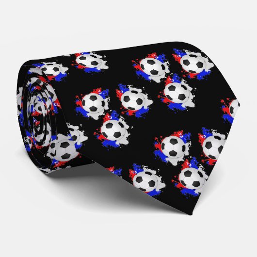 ネクタイ付きサッカーボール赤白青 ネクタイ (ロール)