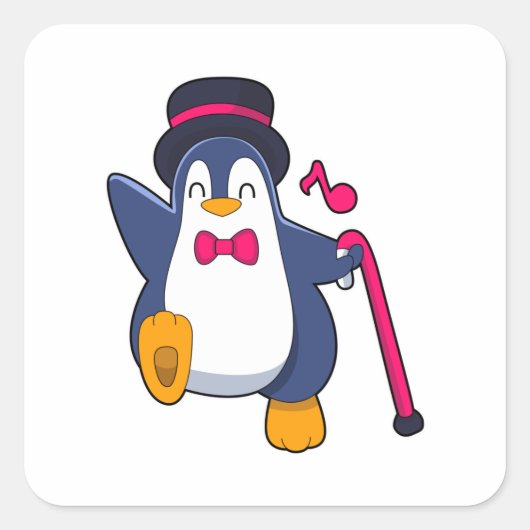 ネクタイ付き新郎ペンギン スクエアシール (正面)