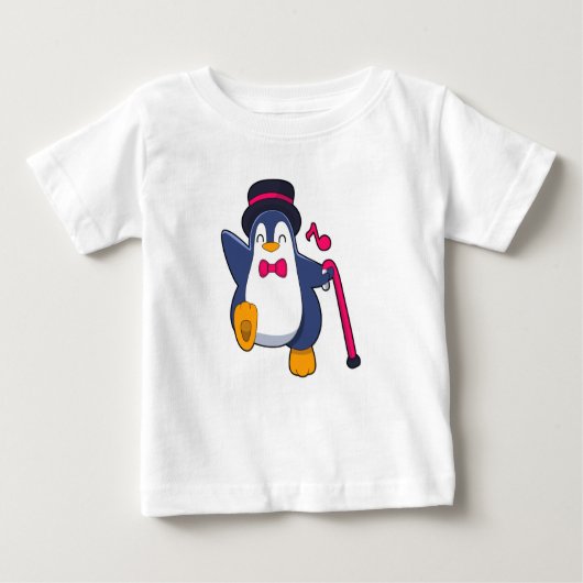 ネクタイ付き新郎ペンギン ベビーTシャツ (正面)