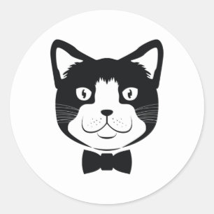 ネクタイ付き猫 ラウンドシール